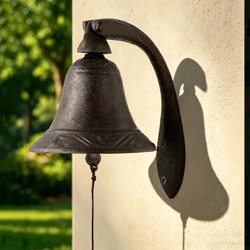 Cloche murale de ferme en fonte – Décoration d'intérieur à suspendre pour la maison, la cour, le jardin, l'église ou le bateau – Support de fixation...