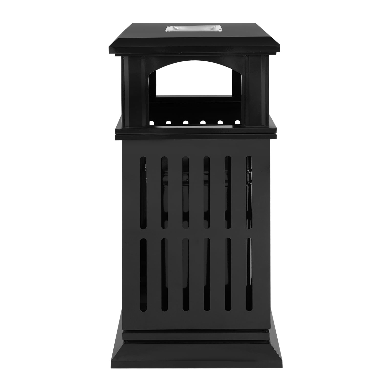 11 Gallon Commercial Outdoor Trash Can - Heavy Duty Stainless Steel Garbage Bin with Lock Ashtray Dual-Sided Open