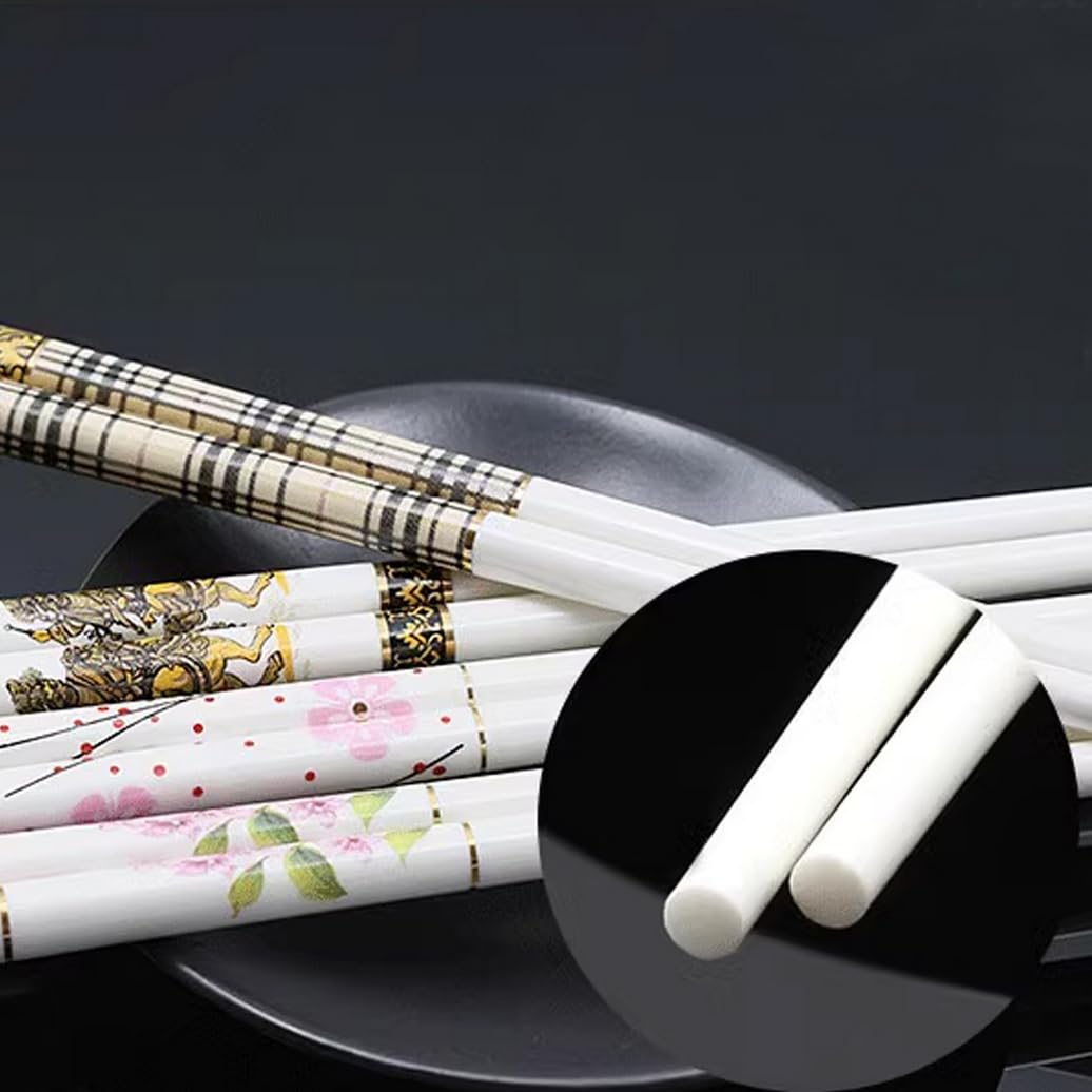 Bopsticks en Porcelaine Premium Ensemble avec boîte-Cadeau, Baguettes en Porcelaine d'os Chinois Blanches, Baguettes en céramique, Baguettes réutilisables W