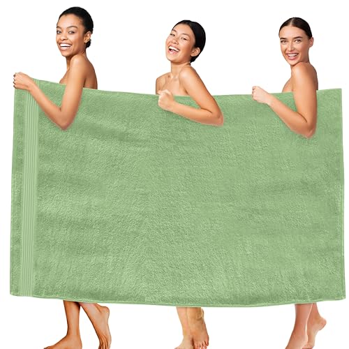Drap de bain grand format pour adulte en coton turc vert sauge style spa - 2