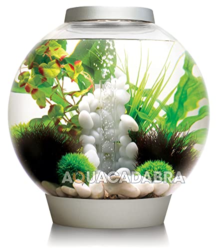 Image of biOrb Classic 30 Acrylic 8-Gallon Aquarium with Multi-Color Remote-Controlled LED Lights Modern Tank for Tabletop Display, Silver