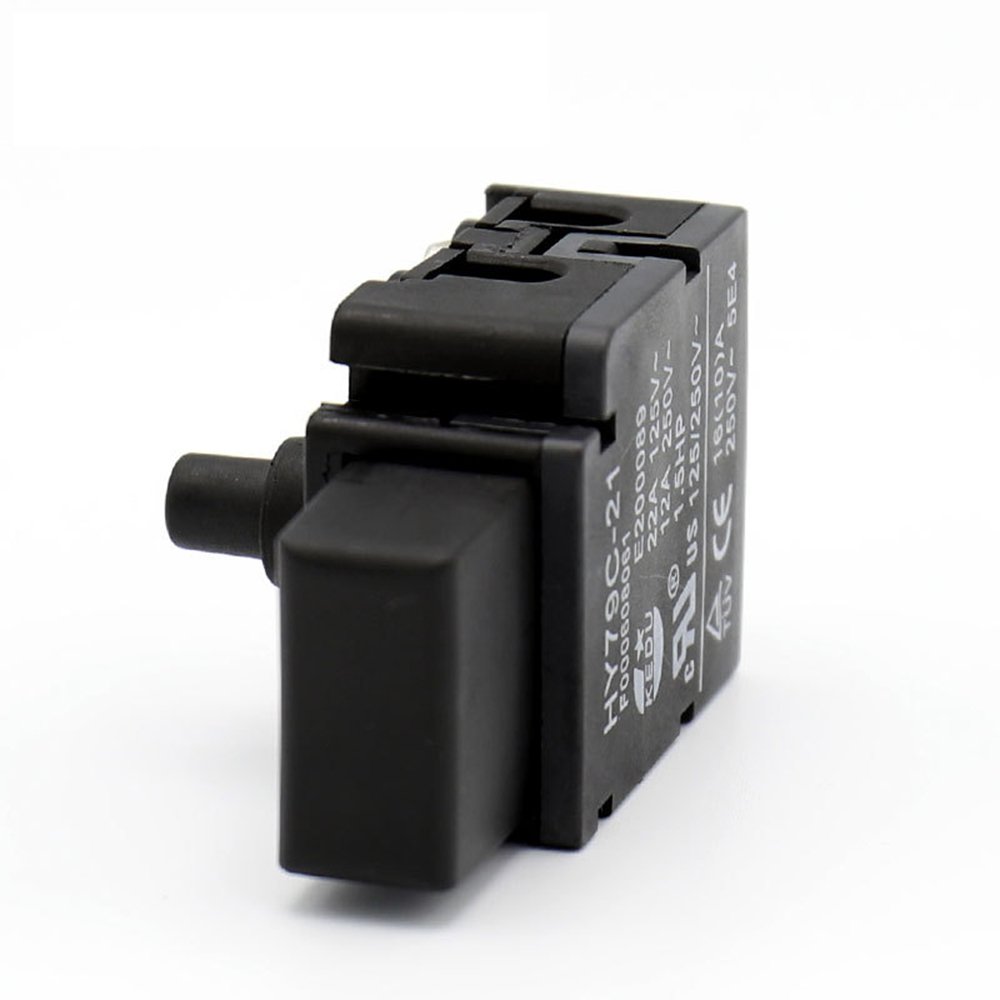 Interruptor de botón de bloqueo automático industrial de 16 A 125/250 VCA, interruptores de encendido y apagado para taladro de gatillo, sierra, amoladora de martillo HY79C-21, paquete de 2