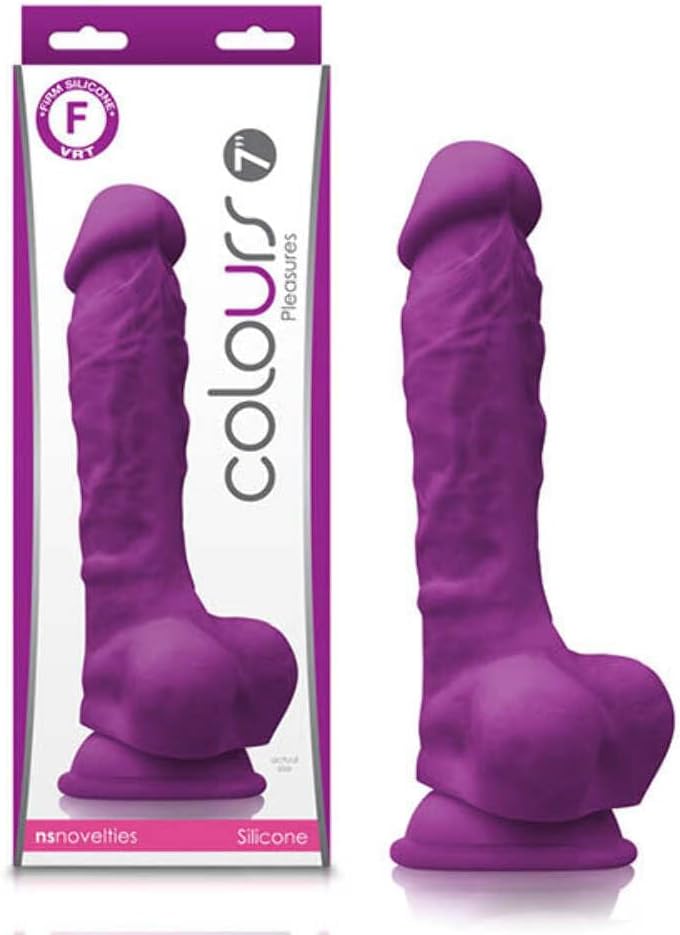 Colours Pleasures Dong 7" Non-Vibrating Silicone Suction-Cup (Purple)