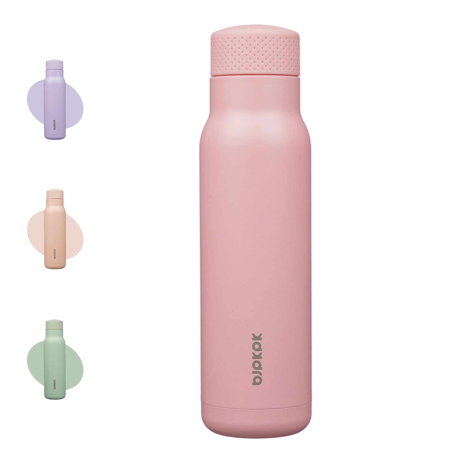 BJPKPK Stainless Steel Water Bottle,620ml Insulated Reusable Bottle,Metal Thermo Flask,Double Wall Leakproof,Keep Drinks Cold and Hot,Pink