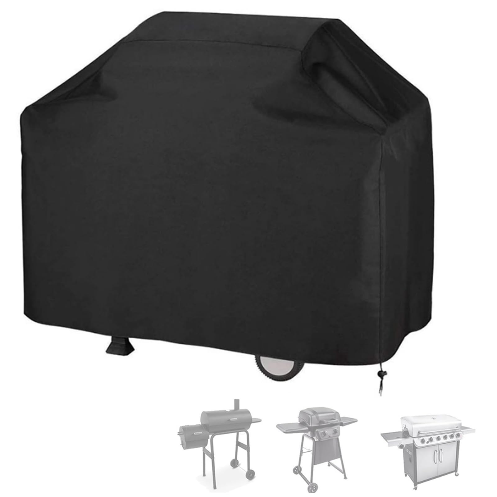 Wetterfeste Grillabdeckung, wasserdicht, für drinnen und draußen, mit Dstring, staubdichter Gasgrill-Unterstand für Garten, passend für 190 x 71 x 117 cm, Schwarz