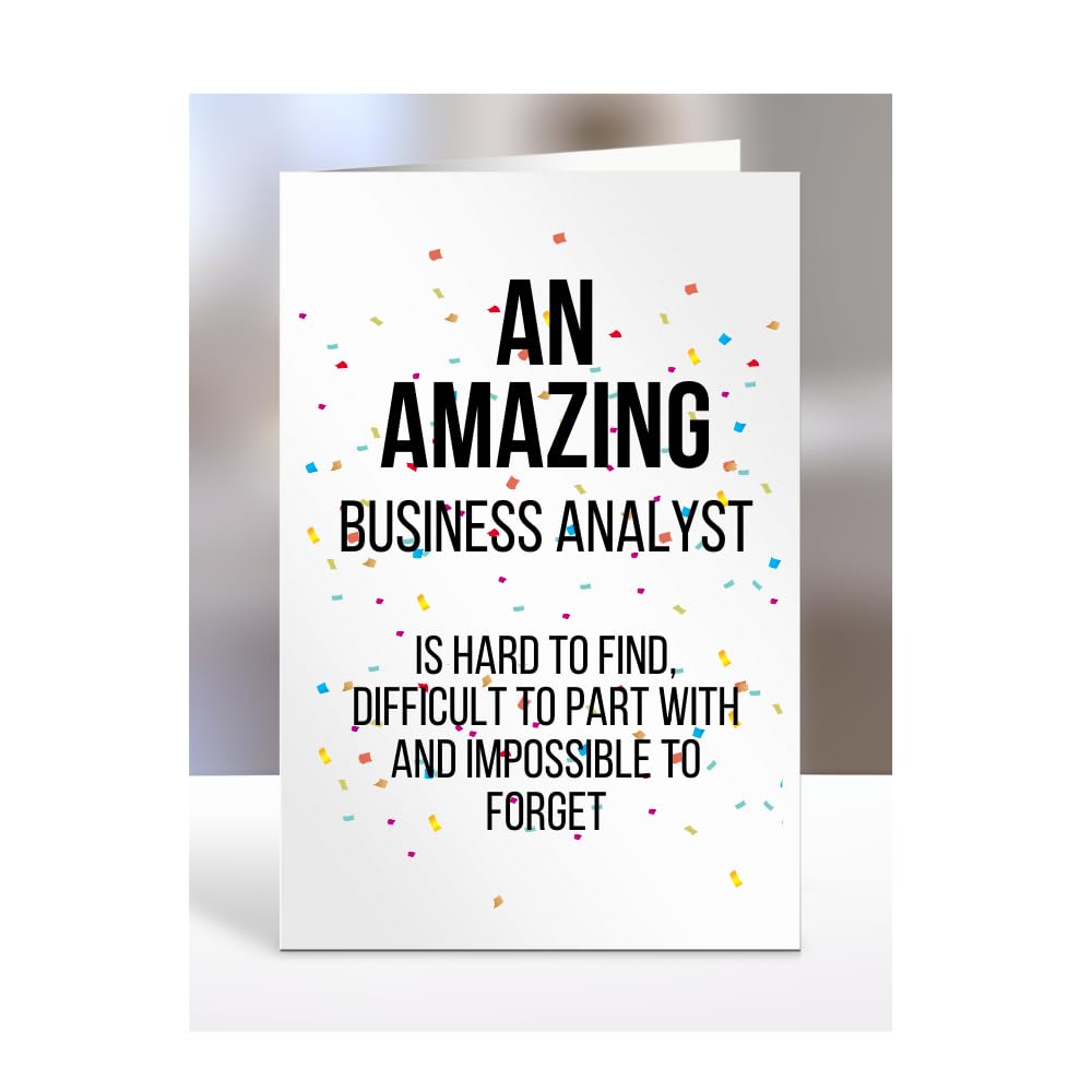 Retirement Card for Women Men, Leaving Gifts for Colleagues, Boss, Farewell, Goodbye Presents for Business Analyst, An amazing is hard to find, A5-225a_103 — image 1