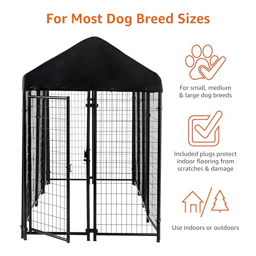 Image of Amazon Basics - Welded Rectangular Outdoor Secure Wire Crate Kennel for Cat, Dog Large, Black, 102 x 48 x 72 inches