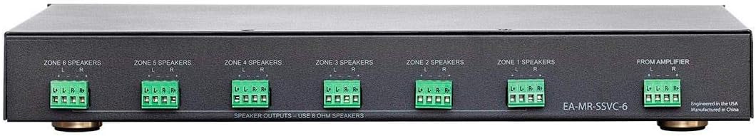 Monoprice SSVC-6.1 Single Input 6-Channel Speaker Selector - With Volume Control, Black
