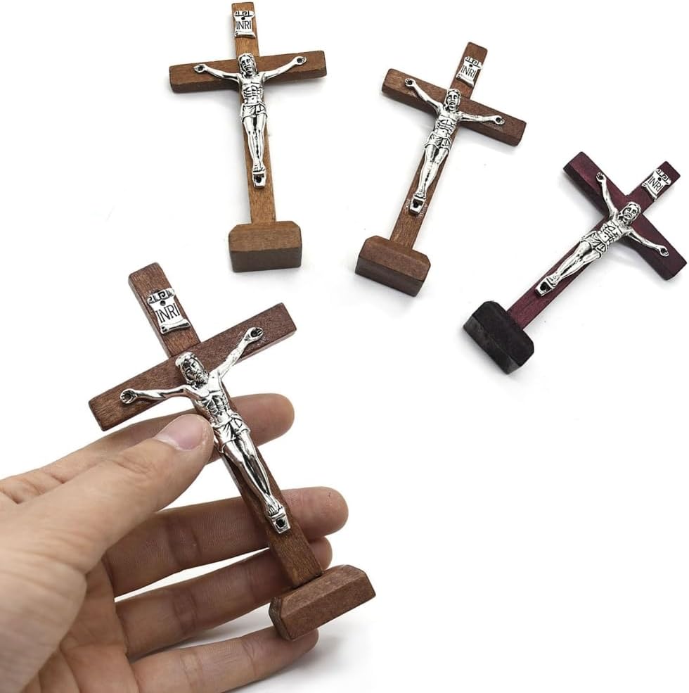 1Pc Crosses Wood Catholic Standing Crucifix Church Religious Gift Home Decors