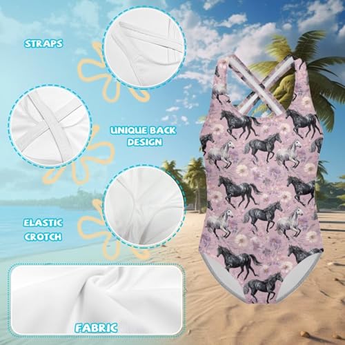 Image of WELLFLYHOM Girls Bathing Suits Size 5-14 One Piece Cross Back Swimsuit Sleeveless Full Coverage Swimwear for Beach Swimming