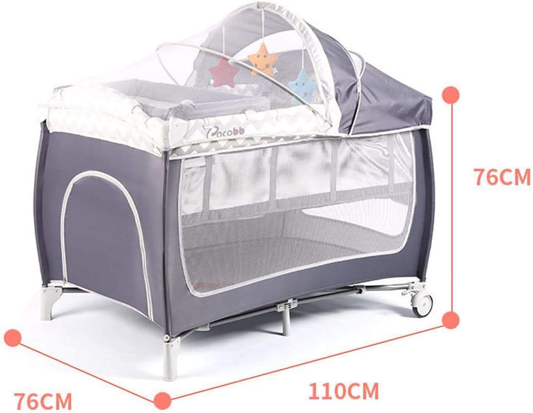 グレー ベビーベッド 虫除けネット付き