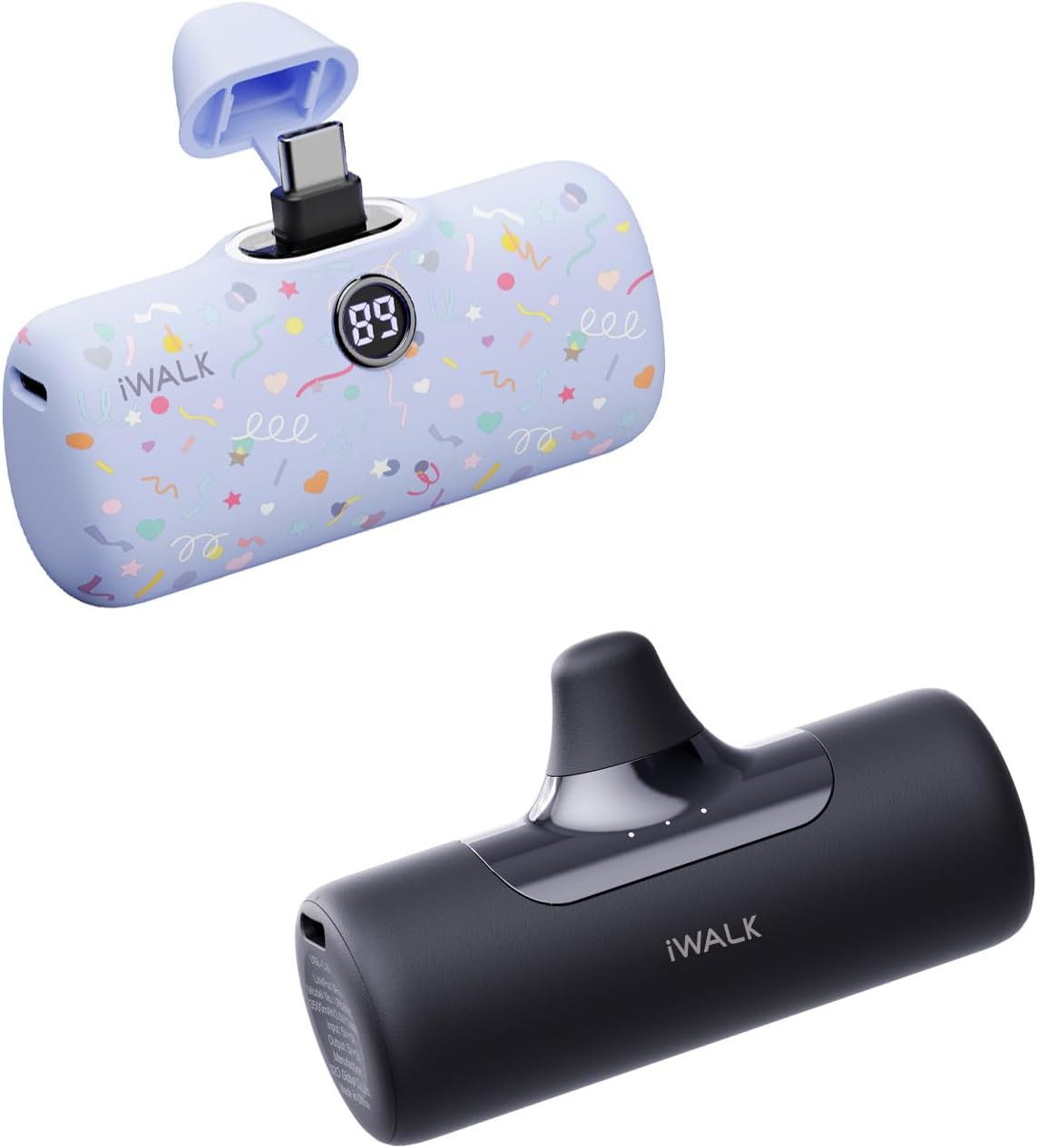 iWALK Small Portable Charger Solid and Pattern Total 2 Pack