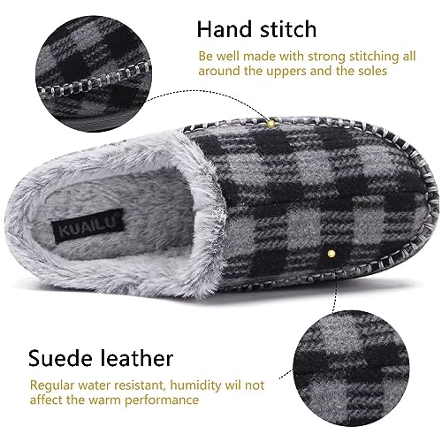Image of KuaiLu Mens Slippers with Orthopedic Arch Support Suede Faux Fur