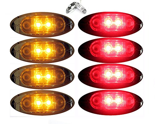 4 Red 4 Amber LED Oval Side Marker Light with Chrome Bezel Clear Lens for Truck Trailer 2 Autosmart KL-15114C 4 Red 4 Amber LED Oval Side Marker Light with Chrome Bezel Clear Lens for Truck Trailer 2" Autosmart KL-15114C