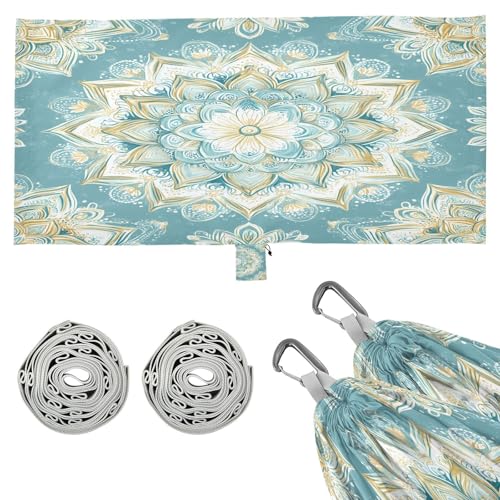 Haskirky Mandala Pattern Camping Hammock, Single Portable Hammocks with Tree Straps & Attached Carry Bag, 330Lbs Capacity Perfect for Outside Indoor Hiking Beach Backpack Travel