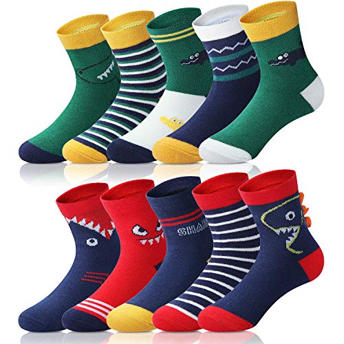 Adorel Calcetines Cortos Algodón Divertidos Niño Pack de 10 Cocodrilo y Tiburón 28-31 (Tamaño del Fabricante L) Cover