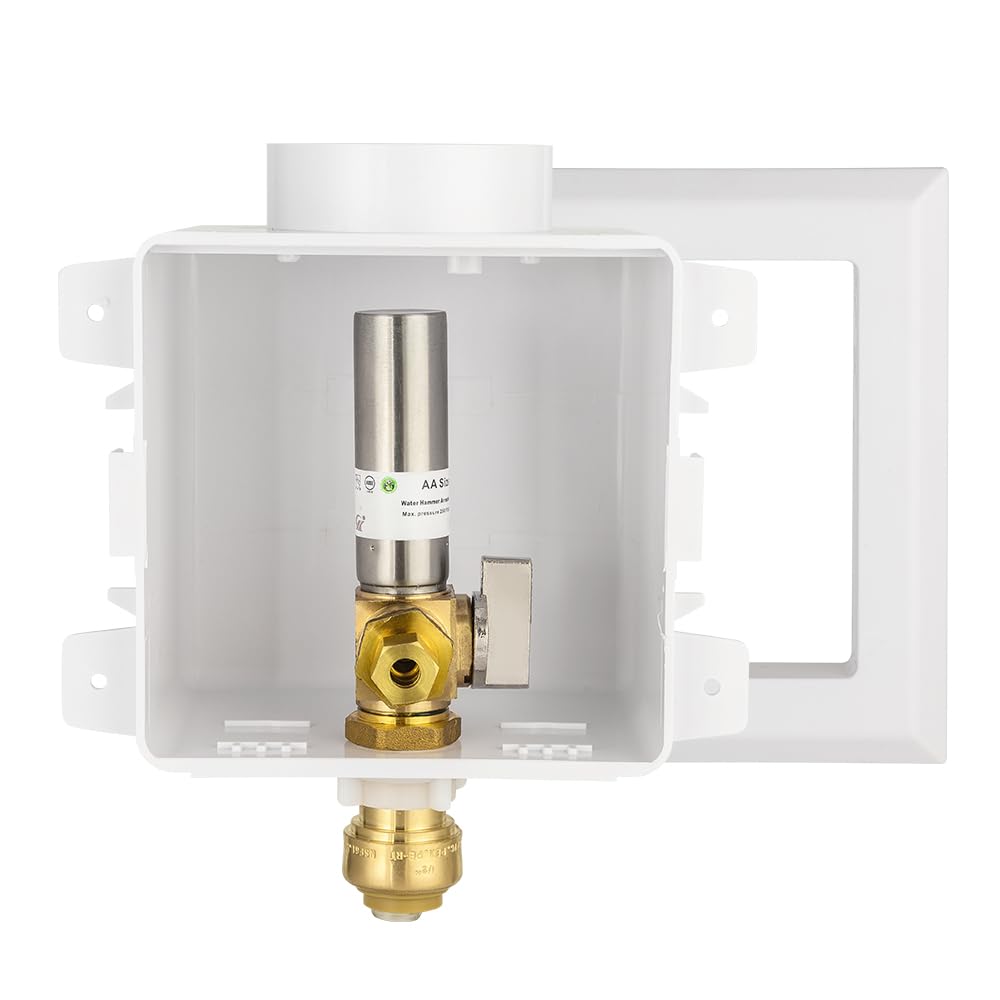 EFIELD Universal Ice Maker Box,1/2-Inch Push fit Inlet Connection with Installed 1/4-Turn Ball Valve with Stainless Steel Arrestor,(IM031)