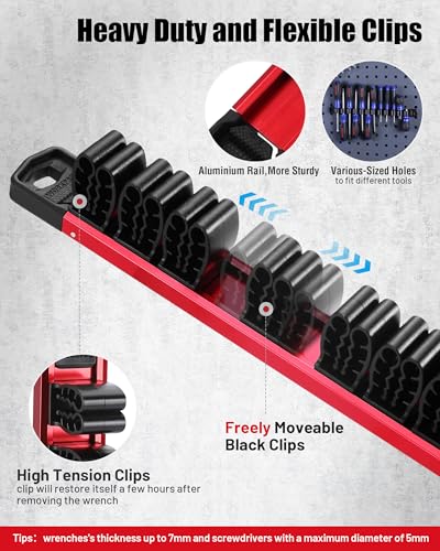 Image of WORKPRO 6-Piece Magnetic Socket and Screwdriver Organizer Set | 3-Piece 1 /4 inch, 3 /8 inch & 1 /2 inch Drive Metric & SAE Socket Rails, 3-Piece Screwdriver and Wrench Holders