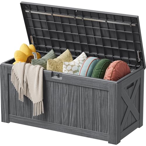 Image of Devoko 125 Gallon Outdoor Storage Box, Waterproof Resin Deck Box