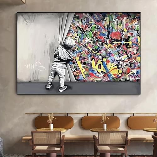 Toile peinture sur le mur LSYALUCK haut de gamme 85x150cm avec cadre noir de finition