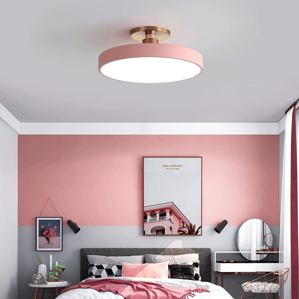 Lampa sufitowa do sypialni Okrągła oprawa LED do montażu podtynkowego Płaskie oświetlenie sufitowe Nordic kolorowe (3000k/4000k/6500k) Metalowe lampy do sypialni Balkon A