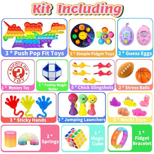 Chennyfun Stressabbau Spielzeug Set, 80Pcs Sensory Zappeln Anti Stress Spielzeug-Infinity Cube Sensorisches, Einhorn Fidget Toys Für Kinder Und Angst Mit Angstlust, Autismus Und ADHS