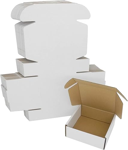 Caja de envío de 5 x 5 x 2 pulgadas, paquete de 25 unidades, cajas de cartón, cajas de cartón para joyas para pequeñas empresas, color blanco,