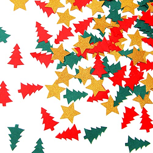 Image of Christmas Holiday Confetti Glitter Sprinkles Red Green White Christmas Tree Star Table Confetti 300pcs,Thanksgiving, Weddings, New Years, Birthdays, Winter Party Decoration Lasting Surprise