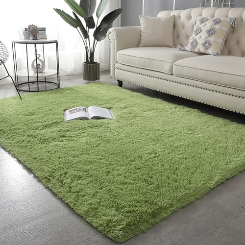 Tapis à poils longs lavable et antidérapant grand format vert - 2
