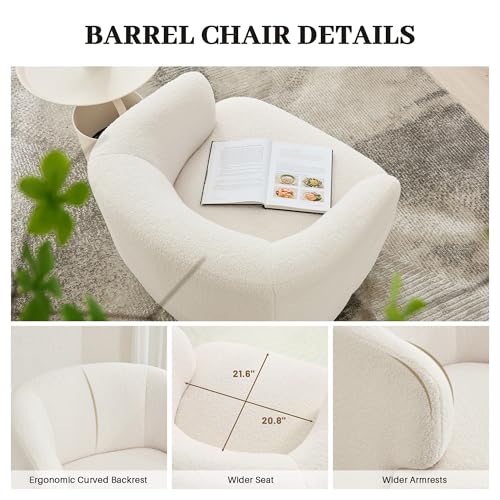 Sillón giratorio boucle beige crema miniatura 5