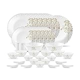 La Opala, Novo Collection, Opal Glass Dinner Set 35 pcs, Blissfull Green, White