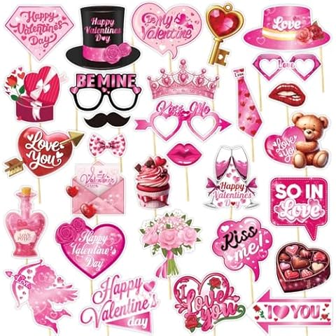 30 PCS Valentine's Day Photo Booth Props Cover