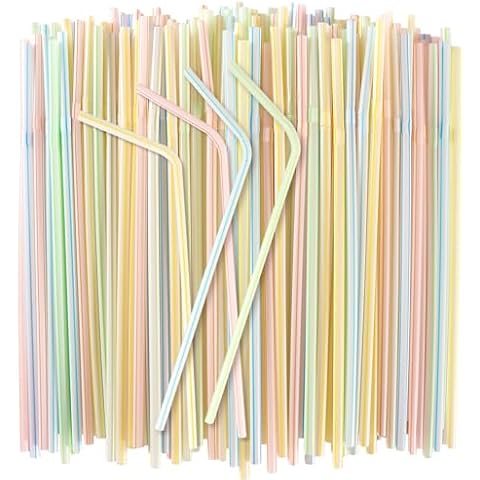 MAQIHAN 150PCS Disposable Plastic Drinking Straws - Flexible Drinking Straws Long Plastic Straws Drinking Straws Bendable Colorful PP Plastic Straws for Home Use Milk Juice Drinks Cover