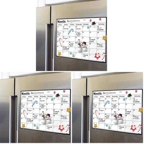 Image of Fridge Calendar Magnetic Dry Erase Whiteboard Calendar For Refrigerator Planners 16.9 Inches X 11.8 Inches (Pack of 3)