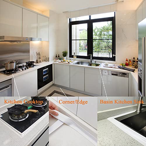 Linlyda 1.5''X10.5Ft Caulk Tape Sealant Strip For Bath & Kitchen, Pvc Self Adhesive Caulk Strip Waterproof Caulking Sealing Strip Tape For Toilet Base, Bathroom Shower Sink Edge Protector, Cracks #TOP5