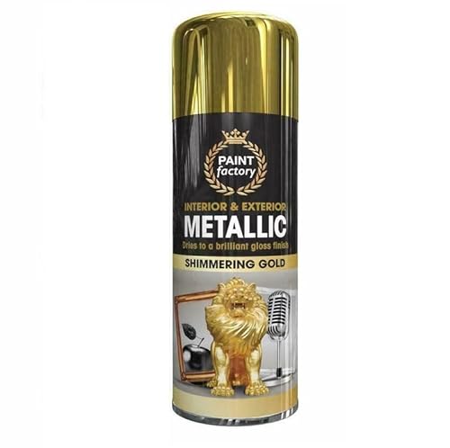 SuperGift.com 400ml Multipurpose Metallic Aerosol Spray Paint Quick Drying Spray For Fast Dry and Excellent Coverage for Metal, Wood, Plastic and More (Shimmering Gold)