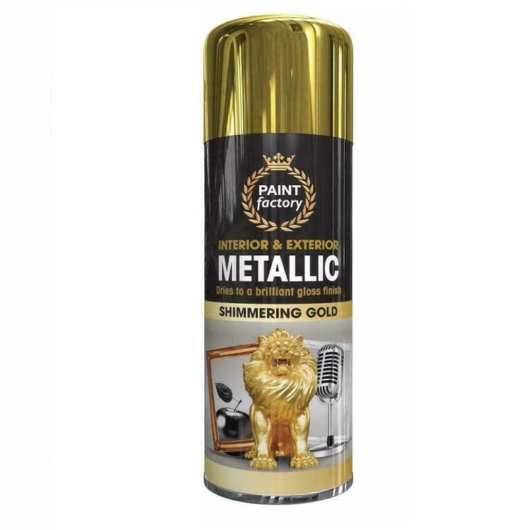 400ml Multipurpose Metallic Aerosol Spray Paint Quick Drying Spray For Fast Dry and Excellent Coverage for Metal, Wood, Plastic and More (Shimmering Gold)