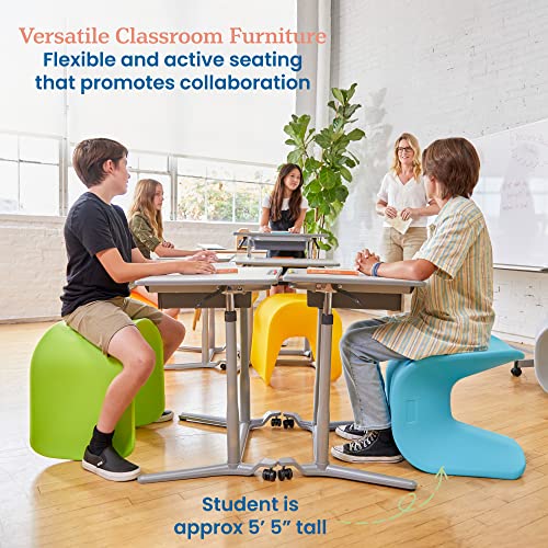 Image of ECR4Kids Wave Seat Perch Stool, 18in - 19.6in Seat Height, Flexible Seating, Lime Green