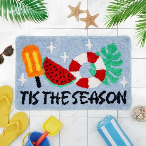 QIONG MENG Summer Bath Mat Rug Tis The Season Bathroom Rug Bath Decor Indoor Bathroom Mat Doormats 17 x 27 Inch for Tub Home Living Room