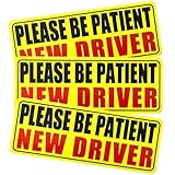 Ongfuwu 3PCS Student Driver Magnet for Car, Please Be Patient Student Driver Magnetic Decal, Reflective New Drivers Sticker Safety Warning Sign, Reusable Movable for Most Vehicles (New)