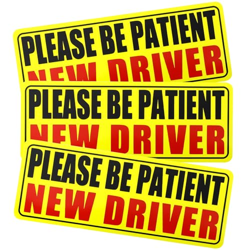 Ongfuwu 3PCS Student Driver Magnet for Car, Please Be Patient Student Driver Magnetic Decal, Reflective New Drivers Sticker Safety Warning Sign, Reusable Movable for Most Vehicles (New)