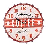  Buri Metall Wanduhr Kronkorken 30cm Wohnzimmeruhr Küchenuhr Vintage Retro