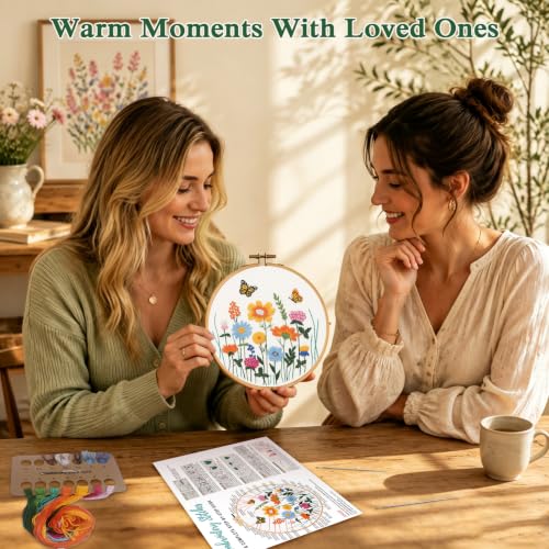 Image of Louise Maelys Floral Butterfly Embroidery Kit for Beginners, DIY Craft