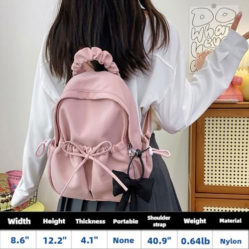 Backpack for Women Casual Daypack Cute bag with Bow Large Capacity Lightweight Travel Bag Y2k Pleated Bag (Blue)2