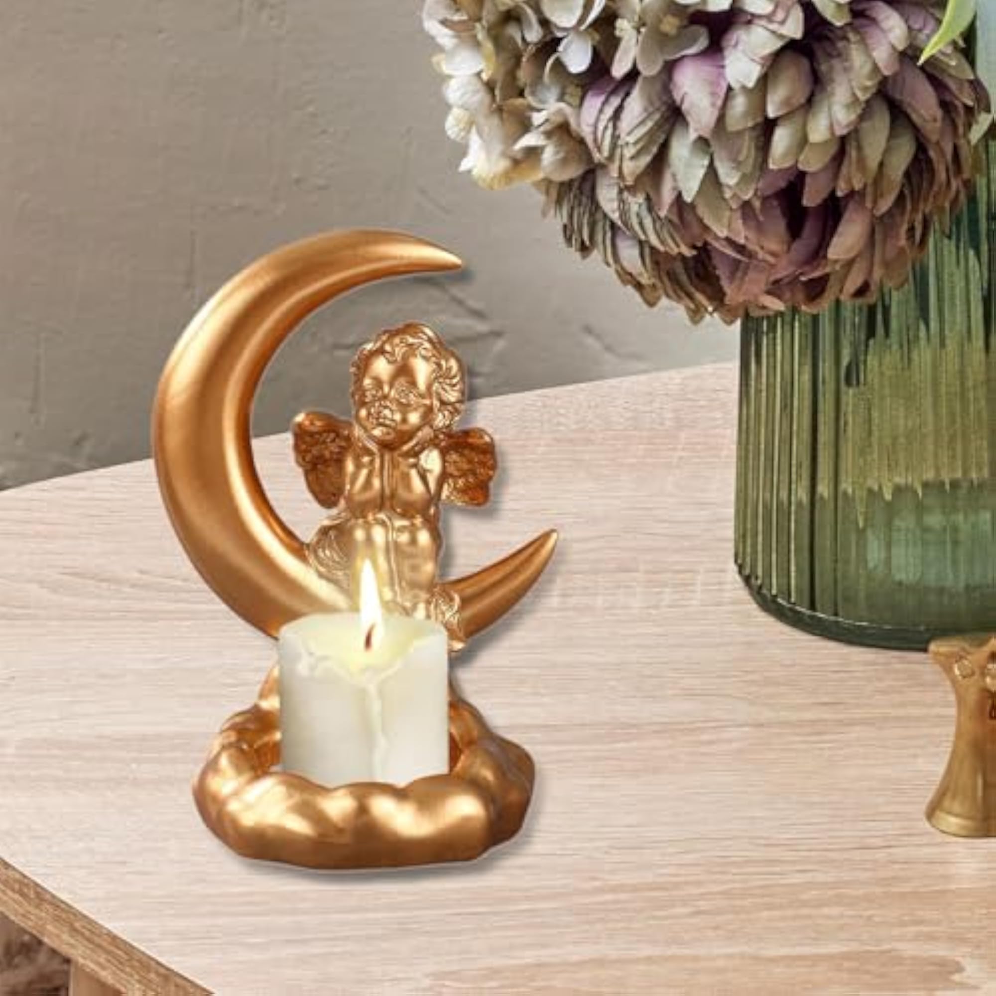 Angel Statue Tea Light Candle Holder for Tabletop Display