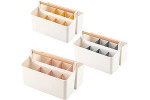 Versatile 3-Pack Classroom Caddy with Divided Compartments, Handle for Easy Portability