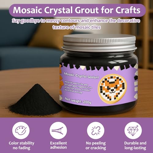 Image of 1DFAUL 200g Mosaic Crystal Grout for Crafts, Direct caulking (Black)