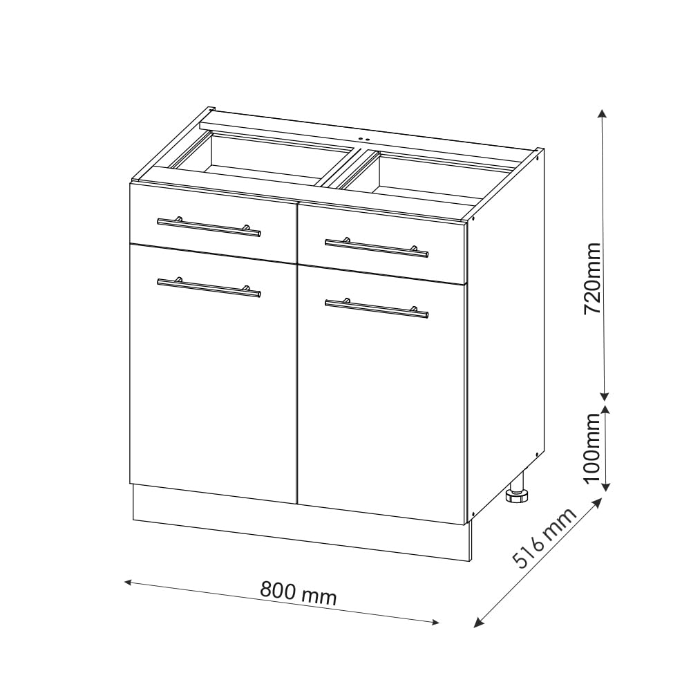 Vicco Mueble bajo de Cocina Fame-Line, Blanco Alto Brillo, 80 cm | sin encimera, para combinar con otros módulos de la serie Fame-Line