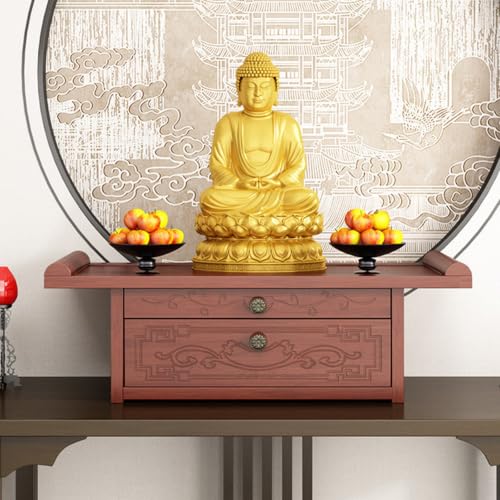 Autel bouddhiste en bambou meuble méditation avec rangement salon