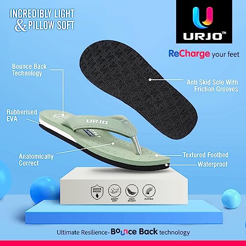 Image of URJO Women's Slippers /FlipFlops Lightweight Super Flexible Arch Support Durable Anti Skid & Stylish Dailywear Slippers /FlipFlops for Women